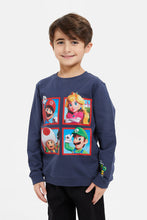 Load image into Gallery viewer, سويتشيرت بطبعة ماريو باللون الكحلي للأولاد الصغار