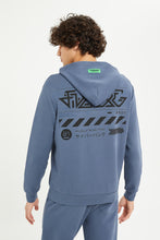 Load image into Gallery viewer, سويتشيرت بقبعة باللون الأزرق للرجال