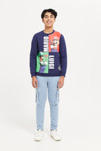 Load image into Gallery viewer, سويت شيرت بطبعة ماريو ولويجي للأولاد باللون الكحلي