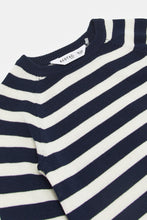 Load image into Gallery viewer, بلوفر مخطط باللونين الأزرق الداكن والأبيض: الأزرق الداكن