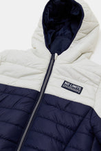 Load image into Gallery viewer, جاكت مبطن بسحاب أمامي باللون الكحلي و الأبيض للأولاد الكبار