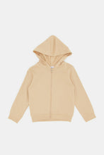 Load image into Gallery viewer, سترة هودي سادة باللون البيج مع سحاب للأولاد الرضع