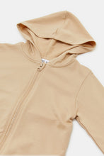 Load image into Gallery viewer, سترة هودي سادة باللون البيج مع سحاب للأولاد الرضع