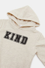 Load image into Gallery viewer, سويتشيرت بقبعة مطبوعة باللون البيج الفاتح للأولاد الرضَع