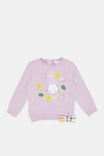 Load image into Gallery viewer, سوتيشيرت مزين باللون الليلكي للبنات الرضّع