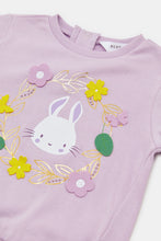 Load image into Gallery viewer, سوتيشيرت مزين باللون الليلكي للبنات الرضّع