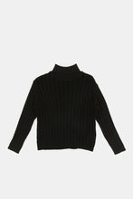 Load image into Gallery viewer, بلوفر برقبة عالية باللون الأسود للبنات الرضّع