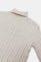 Load image into Gallery viewer, بلوفر برقبة عالية باللون البيج للبنات الرضّع