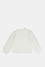 Load image into Gallery viewer, بلوفر محبوك باللون العاجي للفتيات الرضع