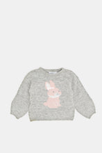 Load image into Gallery viewer, بلوفر محبوك باللون الرمادي للبنات الرضّع