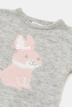 Load image into Gallery viewer, بلوفر محبوك باللون الرمادي للبنات الرضّع