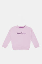 Load image into Gallery viewer, سوتيشيرت مطبوع باللون الليلكي للبنات الرضّع