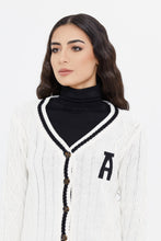 Load image into Gallery viewer, كارديجان محبوك باللون الكريمي للنساء