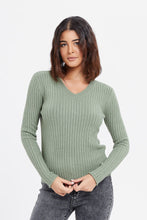 Load image into Gallery viewer, بلوفر مضلع باللون الأخضر للنساء