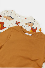 Load image into Gallery viewer, طقم سويتشيرت باللون الأبيض و البرتقالي للأولاد الرضَع (قطعتين)