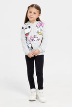 Load image into Gallery viewer, سويت شيرت بقلنسوة مطبوع عليه ميني وديزي باللون الرمادي للفتيات