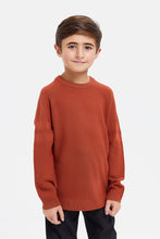 Load image into Gallery viewer, بلوفر سادة باللون البني الفاتح للأولاد الصغار