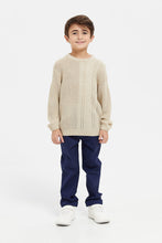 Load image into Gallery viewer, بلوفر محبوك باللون البيج للأولاد الصغار