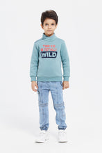 Load image into Gallery viewer, سويت شيرت برقبة دائرية بسحاب نعناعي