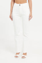 Load image into Gallery viewer, جينز واسع بخصر عالي باللون الأبيض للنساء
