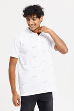 Load image into Gallery viewer, قميص بولو مطبوع باللون الأبيض للرجال
