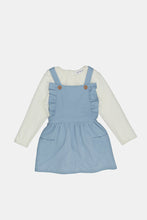Load image into Gallery viewer, فستان بكشكش باللون الأزرق للبنات الرضع
