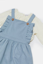 Load image into Gallery viewer, فستان بكشكش باللون الأزرق للبنات الرضع
