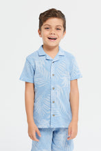 Load image into Gallery viewer, قميص جاكار باللون الأزرق للأولاد الصغار
