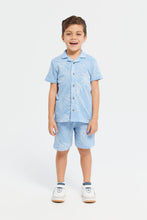 Load image into Gallery viewer, قميص جاكار باللون الأزرق للأولاد الصغار
