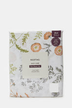 Load image into Gallery viewer, ملاءة سرير مسطحة مطبوعة بنقشة زهور باللون الأبيض (مقاس كبير)
