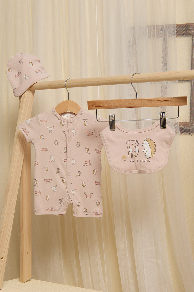 مجموعة هدايا مطبوعة باللون البيج للأطفال (3 قطع)