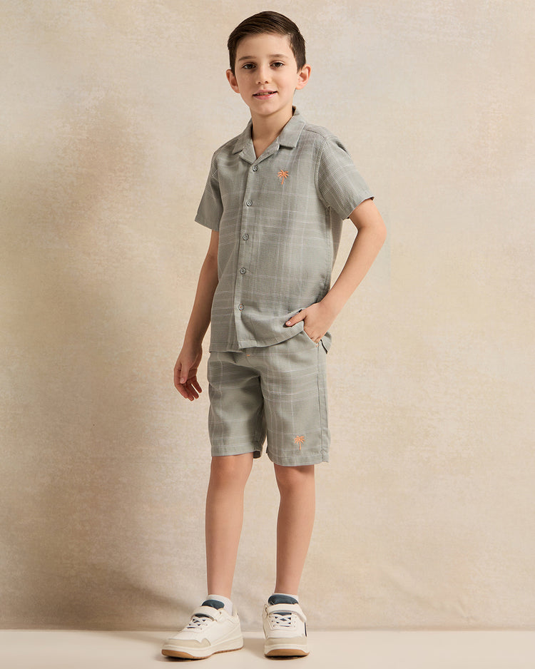 طقم جاكار رمادي كاجوال للأولاد (قطعتان)