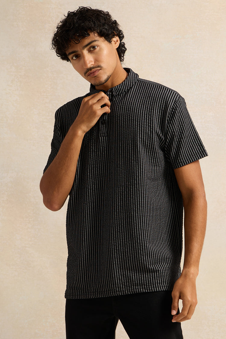 قميص بولو رمادي سادة للرجال