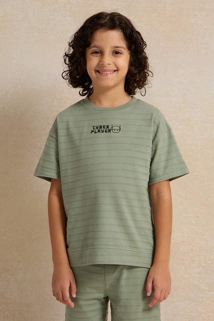 تي شيرت جاكار نعناعي للأولاد