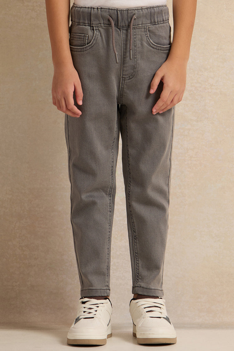 بنطلون جينز رمادي سهل الارتداء للأولاد