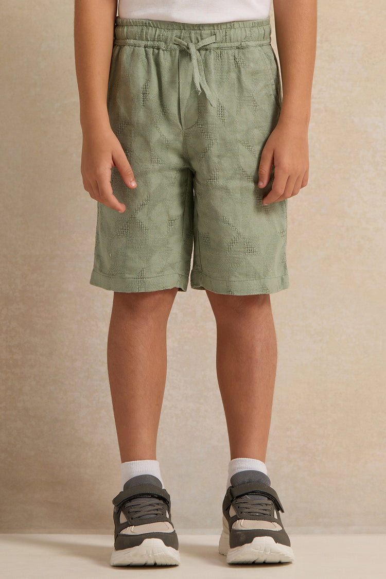 شورت جاكار زيتوني للأولاد