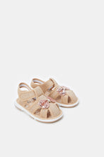 Load image into Gallery viewer, صندل مزين بالترتر الذهبي للبنات الرضع
