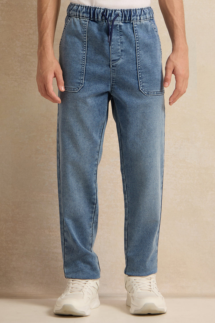 بنطلون جينز أزرق فضفاض للأولاد الكبار