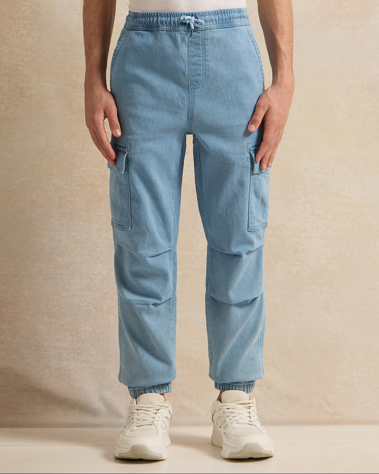 بنطال رياضي أزرق سادة للأولاد الكبار