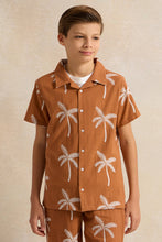 Load image into Gallery viewer, قميص بأكمام قصيرة مطبوع عليه صدأ بالكامل للأولاد الكبار مع تي شيرت (قطعتان)
