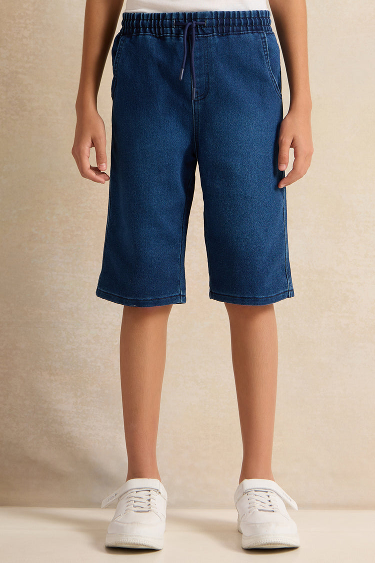 شورت جينز أزرق سهل الارتداء للأولاد الكبار