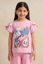 Load image into Gallery viewer, تي شيرت وردي مزخرف للبنات
