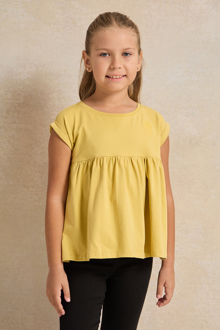 تي شيرت أصفر للبنات