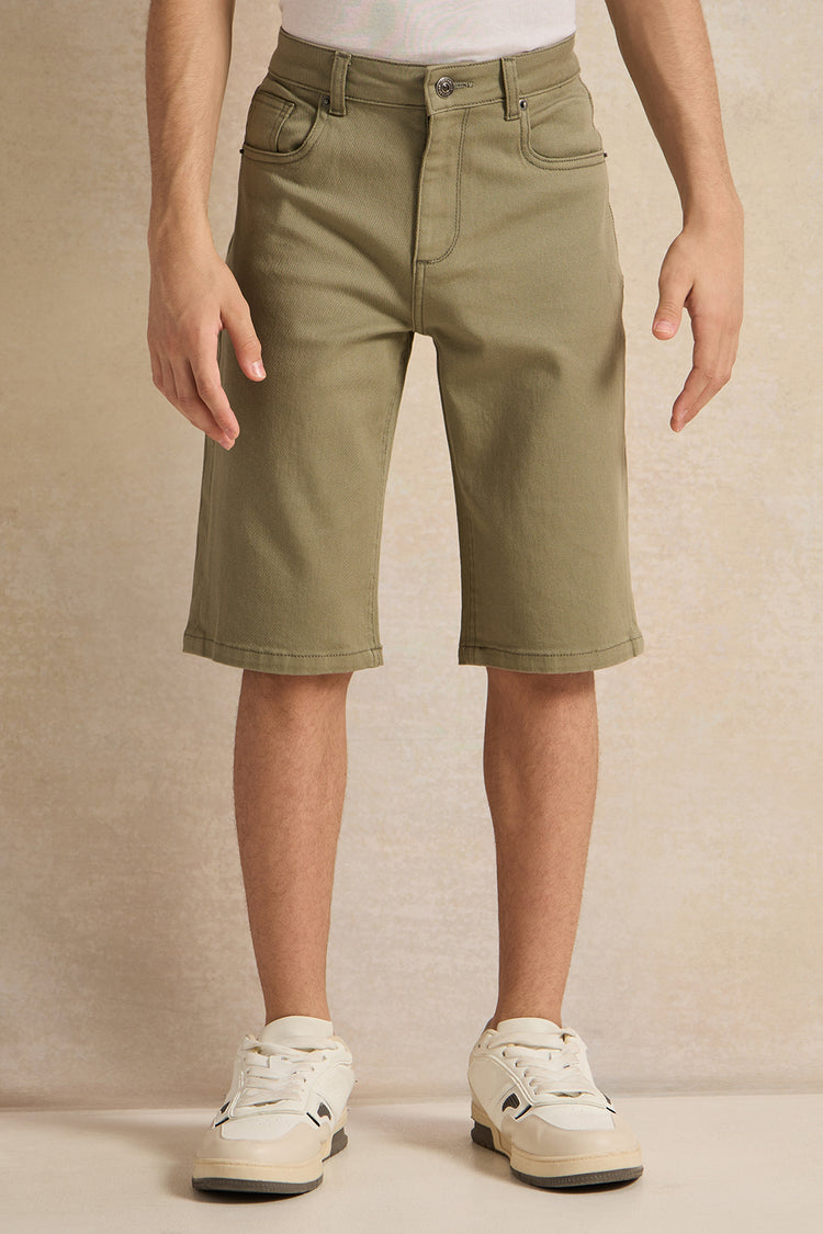 شورت تشينو زيتوني للأولاد الكبار