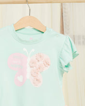 Load image into Gallery viewer, تي شيرت مزين باللون النعناعي للبنات الرضع
