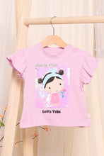 Load image into Gallery viewer, تي شيرت مزين باللون البنفسجي للبنات الرضع
