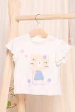 Load image into Gallery viewer, تي شيرت مزين باللون العاجي للبنات الرضع
