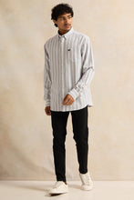Load image into Gallery viewer, قميص رجالي رمادي مخطط كاجوال باللون الصيني

