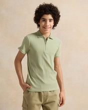 Load image into Gallery viewer, تي شيرت بولو جاكار بلون النعناع للأولاد الكبار
