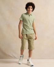 Load image into Gallery viewer, تي شيرت بولو جاكار بلون النعناع للأولاد الكبار
